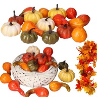 14x Sztuczne Dynie dekoracja halloween jesienna Jesień stroik Pomarańczowy