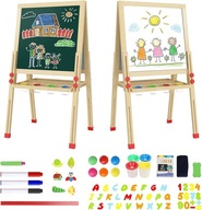 Dripex Drewniana tablica dwustronna kreda/marker regulowana dla dzieci