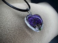 Naszyjnik z żywym kwiatem w żywicy – serce 15mm