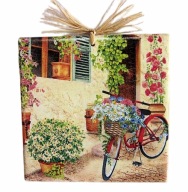 Robótkownia Kafelek obrazek 15x15 Rower i stokrotki z lewej