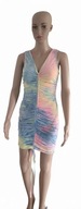 Giorgia – Kolorowa Sukienka Mini z Marszczeniami Rozmiar 34 / XS – Tie Dye