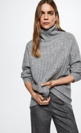 MANGO SWETER MELANŻ WEŁNA GOLF SZARY R.XS/34 NOWY!