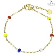 73184 Bransoletka złota stal chirurgiczna kolorowe koraliki