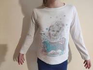 Bluzka koszulka długi rękaw 128 biała zdziewczynką