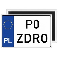 MAGNES TABLICA REJESTRACYJNA "P0 ZDRO" PREZENT MECHANIK własny tekst napis
