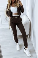 Czekoladowy komplet 3-częściowy top + bluza + spodnie rozm. M/L