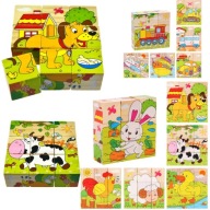 PREZENT NA WIELKANOC KLOCKI DREWNIANE UKŁADANKA EDUKACYJNA DLA DZIECI