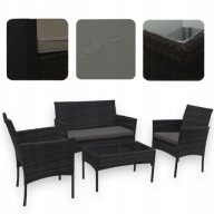 MEBLE OGRODOWE ZESTAW SOFA STOLIK FOTELE RATTANOWE KOMPLET MEBLI NA 5 OSÓB