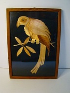 Słomkowa makatka 36cm x 26cm papuga