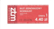 ZTM WARSZAWA - BILET ZA 4.40 ZŁ NORMALNY.