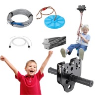 TYROLKA DLA DZIECI ZJAZD LINOWY SOLIDNA ZESTAW ZABEZPIECZAJACY 120kg 30m