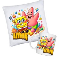 ZESTAW URODZINY Kubek + Poduszka SPONGEBOB +imię PERSONALIZACJA