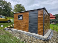 Domek narzędziowy, ogrodowy, schowek 4x3 ZŁOTY DĄB, GRAFIT, OKNO, FILC,