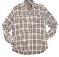 RED'N'ROCK_Cudna KOSZULA_brązy beże kratka logowana ciepła UNIKAT bawełna_L