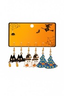 Zestaw Kolczyków na Hallowen– Kotki Duszki i Czapki czarodziejskie 3 pary