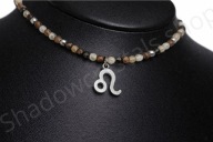 Naszyjnik LEW znak zodiaku - Cytryn & Agat brązowy - Handmade