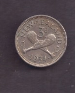 Nowa Zelandia - srebro - 3 Pens 1934 rok