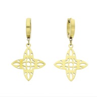 65312 Kolczyki złota stal chirurgiczna ażurowe koniczynki lilijki