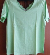 Bluzka damska miętowa dekolt szpic aplikacja motyl 40/42