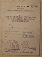 MIĘDZYNARODOWE POZWOLENIE NA PROWADZENIE POJAZDÓW SAMOCHODOWYCH 1965 rok