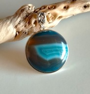 Wisior, medalion z naturalnym agatem pasiastym