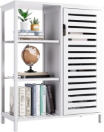 SZAFKA BAMBUSOWA REGAŁ STOJĄCY PÓŁKI DRZWICZKI ORGANIZER WIELOFUNKCYJNA