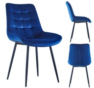 KRZESŁO TAPICEROWANE WELUROWE VELVET GRANATOWE 017