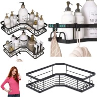 2X PÓŁKA ŁAZIENKOWA NAROŻNA WISZĄCA POD PRYSZNIC CZARNA LOFT RENEW FORCE