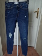 denim co spodnie dżins rurki 34 strecz dziury przetarcia niebieskie granat