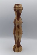Drewniany dwukolorowy Świecznik - nie używany ładny 25cm - ręczna praca