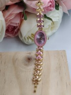 Kurren Zegarek damski złoty różowe listki różowa tarcza STYL i DESIGN