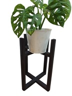 Kwietnik, stojak, drewno frezowane, kolor czarny, wysokość 40cm