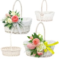 KOSZYCZEK WIELKANOCNY NA SWIECONKE BIALY WIKLINOWY KOSZYK SWIATECZNY 24CM