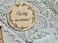 Drewniana tabliczka „Witaj na świecie”- sesja zdjęciowa| prezent | 11 cm