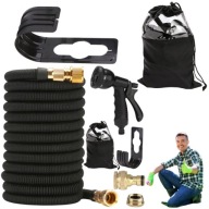 MOCNY WĄŻ OGRODOWY ROZCIĄGLIWY ELASTYCZNY 15M + PISTOLET ZŁĄCZKI Z MOSIĄDZU
