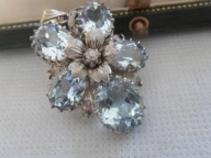 Unikalny - Wisior w Formie Bratka z Akwamarynami XIX / XX wiek.