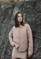 Reserved kurtka pikowana watowana beżowa różowa pudrowa crop pastelowa y2k