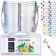 MARKERY AKRYLOWE ZESTAW 36 SZT PISAKI FLAMASTRY MAZAKI WODOODPORNE Z FARBĄ
