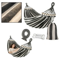 DUŻA HUŚTAWKA HAMAK OGRODOWY DWUSOBOWY MOCNY LEWER SZARY 250 KG 260x155 CM