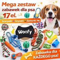 Bogaty zestaw zabawek dla psa 17 elementów gryzaki i szarpaki
