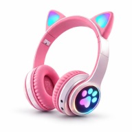 Słuchawki Dla Dzieci Bluetooth Kocie Uszy LED RGB Nauszne z Mikrofonem