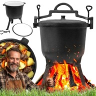 KOCIOŁEK ŻELIWNY EMALIOWANY 10l STOJĄCY NA OGNISKO GRILL DUOSZNKI PIECZONKI