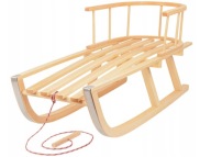 SOLIDNE SANKI DREWNIANE DLA DZIECI Z OPARCIEM I SZNURKIEM TRADYCYJNE