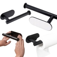 UCHWYT NA PAPIER TOALETOWY METALOWY STAL ŚCIENNY CZARNY DO ŁAZIENKI SOLIDNY