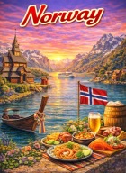 Magnes na Lodówkę Państwo, Kraj - Norwegia - Norway