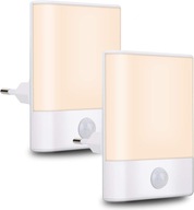 2x LAMPKA NOCNA LED Z CZUJNIKIEM RUCHU DO GNIAZDKA KONTAKTU ZESTAW