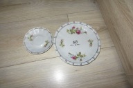 ZESTAW 2 TALERZE OZDOBNE RÓZE ZŁOTE WYKOŃCZENIE