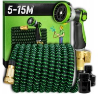 WĄŻ OGRODOWY 15M MOCNY ROZCIĄGLIWY ELASTYCZNY Z PISTOLETEM I ZŁĄCZKAMI