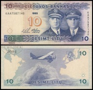 BNA - LITWA 10 Litów Litu 1993 KAA 7587140 # P56 # VF++