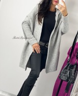 ME GUSTA KARDIGAN Z KAPTUREM JASNY SZARY